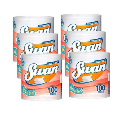 Manga Toalla de Papel Multiuso - 6 Rollos de 100 metros - Swan