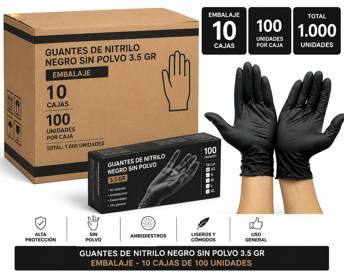 embalaje-guantes-nitrilo-negro-sin-polvo-3-5g-10-cajas.jpg Embalaje Guantes de Nitrilo Negro Sin Polvo 3,5 g – 10 Cajas de 100 Unidades - Imagen 1