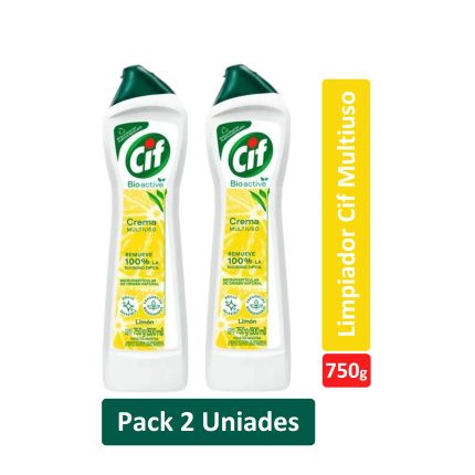 Limpiador Cif Multiuso Bioactive Limón - 750 gramos Pack 2 unidades