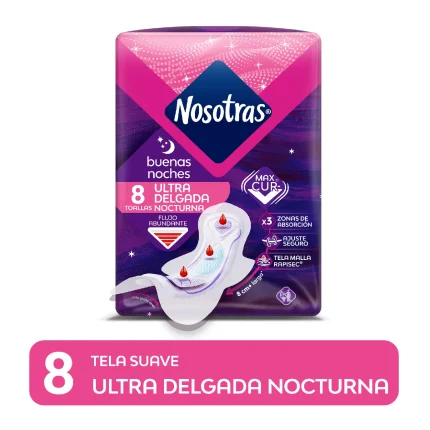 Toallas Femeninas Nosotras - Buenas Noches Ultra delgada Nocturna 8un