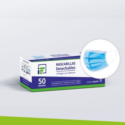 Mascarilla Celeste Triple Pliegue - Foodis