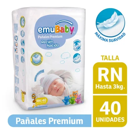 Pañales Premium Talla RN - 40 unidades - Emubaby