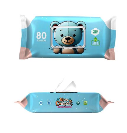 Toallitas Humedas New Compact con tapa 80 un Sin alcohol - Celeste