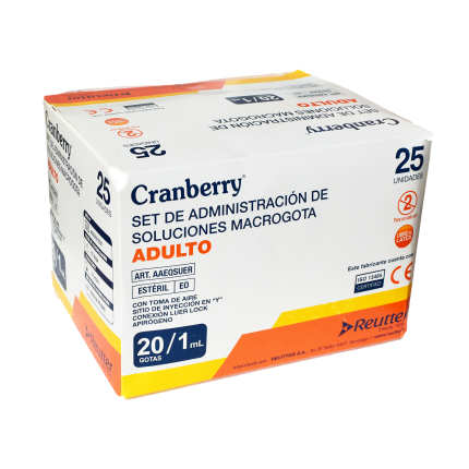Set de Administración de Soluciones Macrogota Adulto 20 gotas/1ml - 25 un