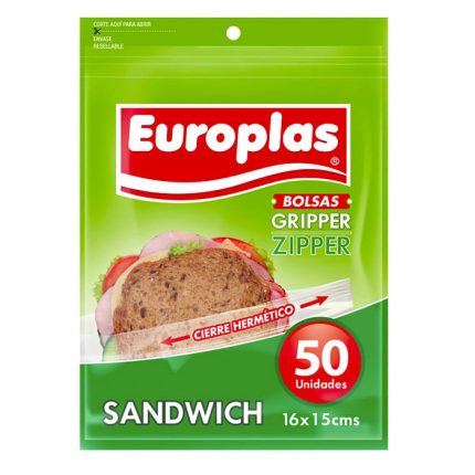 Bolsa Sandwich 16x15cm Zipper 50Un - Europlas