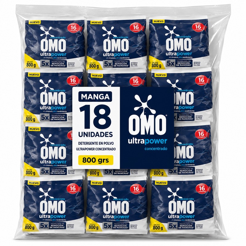 Manga 18 Detergente Omo UltraPower Concentrado 800grs Detergente Omo UltraPower