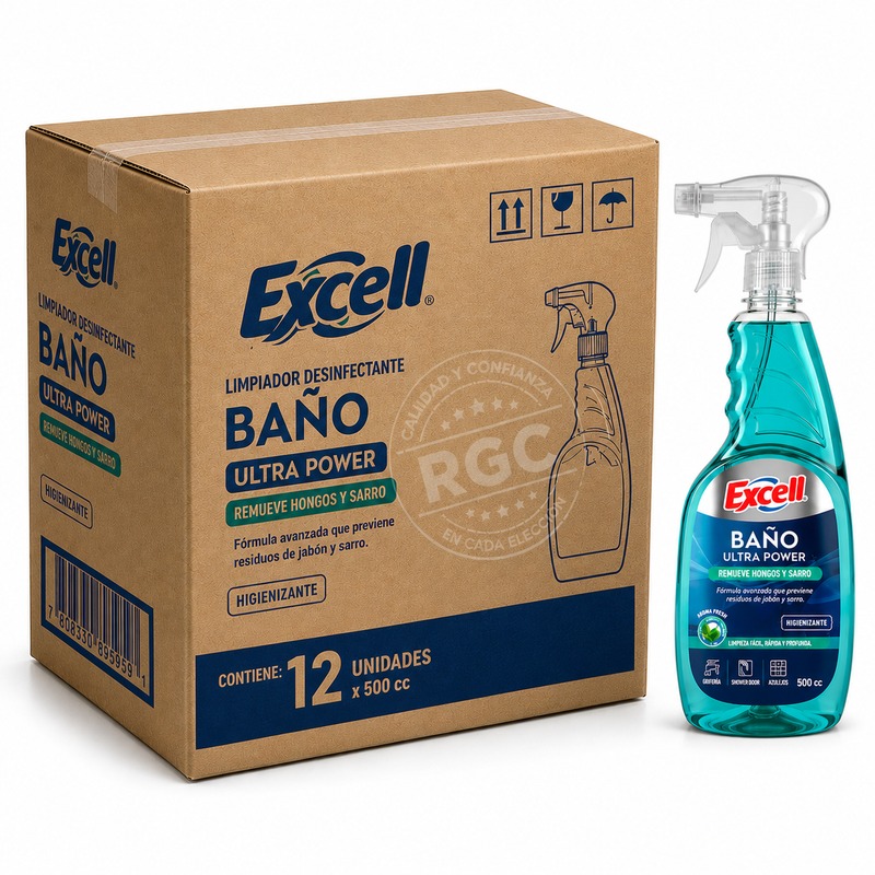 Caja 12 Limpiador Desinfectante Baño Gatillo Excell 500cc Limpiador Baño Gatillo