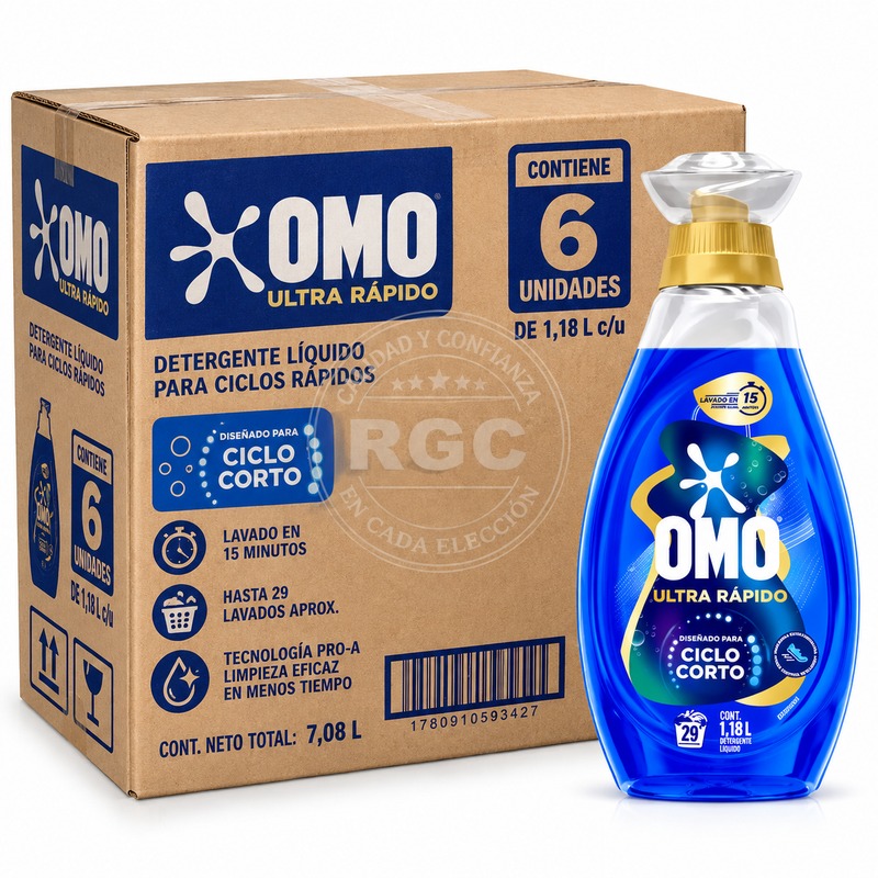 Caja 6 Detergente OMO Ultra Rápido 1,18 Litros Detergente OMO Ultra Rápido