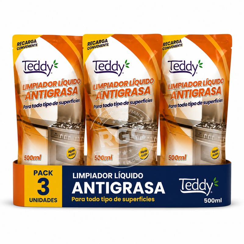 Pack 3 Doypack Limpiador Antigrasa Teddy 500ml Limpiador Antigrasa