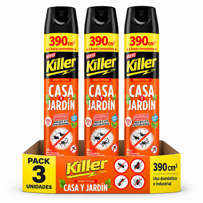 Pack 3 Insecticida Killer Casa y Jardín 390 cc Pack Insecticida Killer